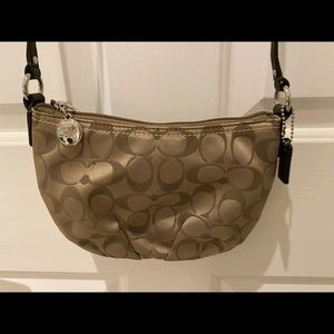 Coach crossbody logo purse, tan.